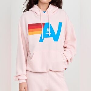 Aviator Nation Logo Pullover Relaxed Hoodie in Light Pink Size XS Sweatshirt